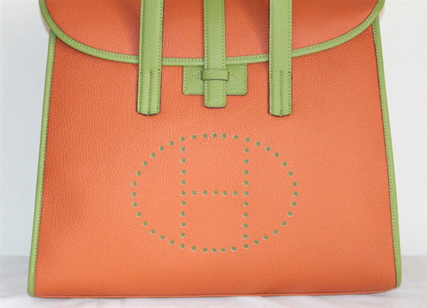 Best Hermes FeuDou Bag Orange/Green 509095